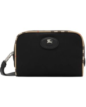 Burberry Pouch Piccola Con Finiture Check - Nero