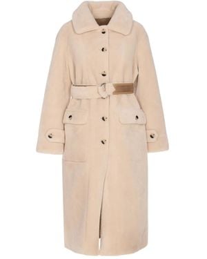 Urbancode Faux-fur Belted Coat - ナチュラル