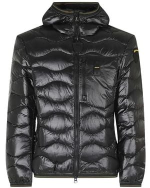 Blauer Wave-Quilted Hooded Jacket - Black