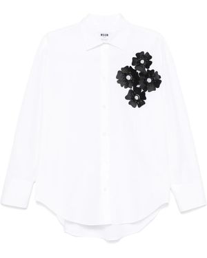 MSGM Cotton Shirt With Front Detail - White