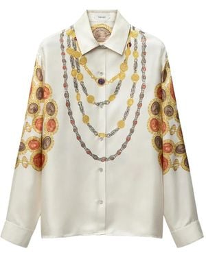 Versace Zijden Twill Blouse Met Print - Wit