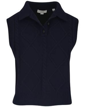 Vince Cable-Knit Knitted Vest - Blue