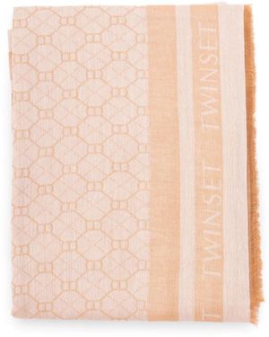 Twinset Geometric-Pattern Logo Scarf - Pink
