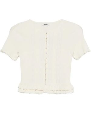 Sandro Ruffled Buttoned Cardigan - White