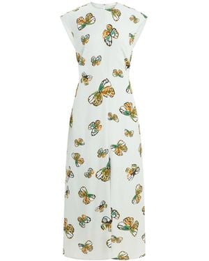 Marie Oliver Zuri Butterfly-Print Cap-Sleeve Dress - White