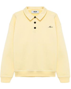 MSGM Poloshirt Mit Logo-Stickerei - Mettallic