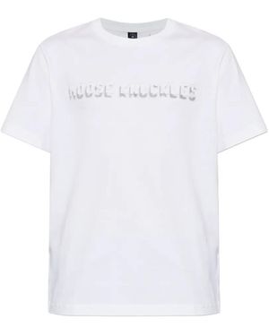 Moose Knuckles Flocked-Logo T-Shirt - White