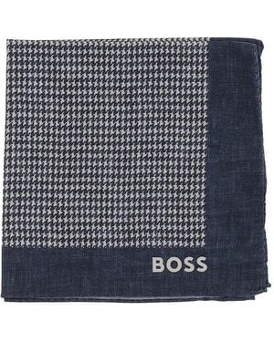 BOSS Houndstooth-Pattern Pocket Square - Blue