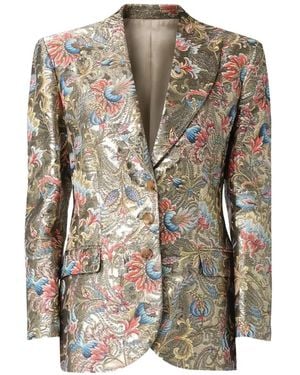 Etro Floral-Jacquard Single-Breasted Blazer - Metallic