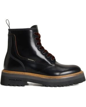 Woolrich Main Lace-Up Combat Boots - Black