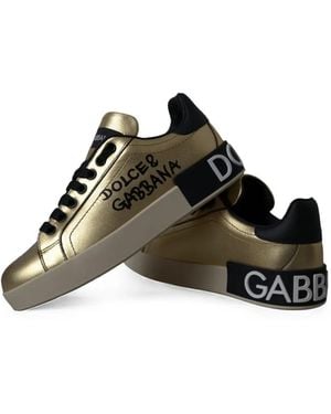 Dolce & Gabbana Portofino Sneakers Im Metallic-Look - Schwarz