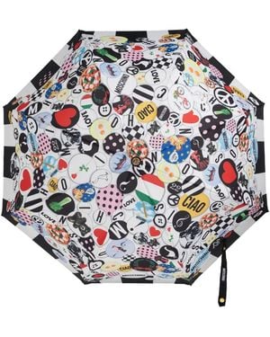 Moschino Striped Patterned Umbrella - White