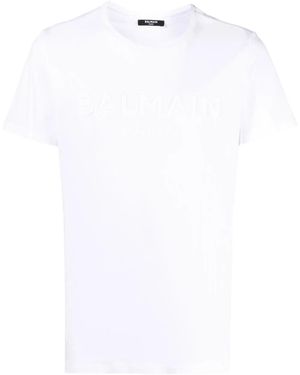 Balmain T-Shirt Mit Logo-Prägung - Weiß