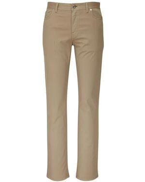 Brioni Logo-Patch Straight-Leg Trousers - Natural