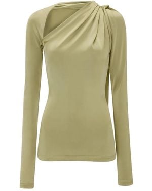 Victoria Beckham Draped-Neck Top - Green