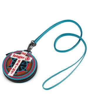 SAINT Mxxxxxx Embroidered Leather Coin Case - Blue