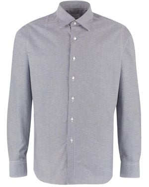 THE (Alphabet) Checked Cotton Shirt - Blue