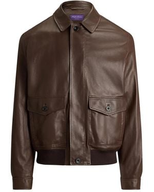 Ralph Lauren Everett Buttoned Leather Jacket - Brown