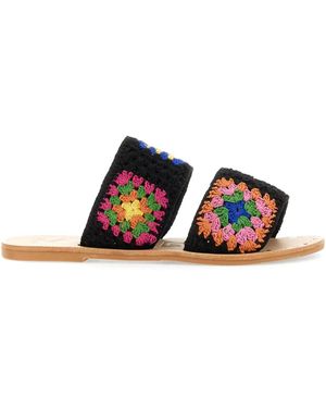 Manebí Katoenen Gehaakte Sandalen - Wit