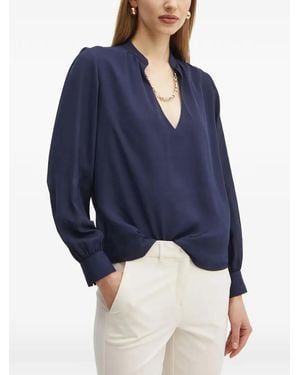 MARCIANO BY GUESS V-Neck Long-Sleeve Blouse - Blue