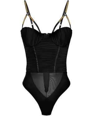 Elisabetta Franchi Embellished-Strap Bodysuit - Black