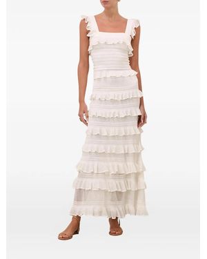 Zimmermann Luna Lace Frill Maxi Skirt - Natural