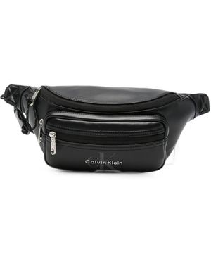 Calvin Klein Logo-Print Zip-Fastening Belt Bag - Black