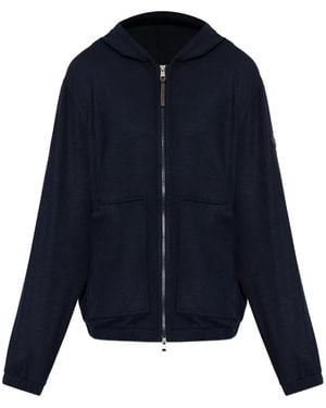 Moncler Hoodie Zippé À Patch Logo - Blue