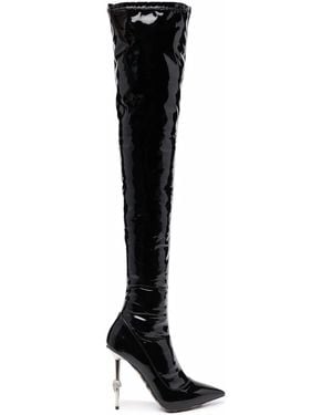 Philipp Plein Naplak Thigh-High Boots - Black