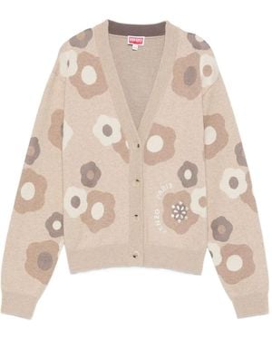 KENZO Floral-Print Button Cardigan - Natural