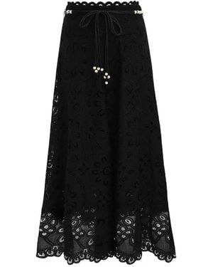 Zimmermann Embroidered Draping Skirt - Black