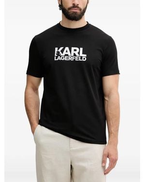 KARL LAGERFELD Logo-Print Cotton T-Shirt - Black