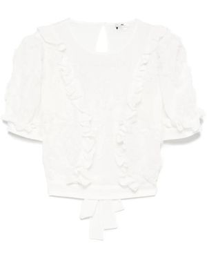 Elisabetta Franchi Mc Natural Top With Ruffles - White