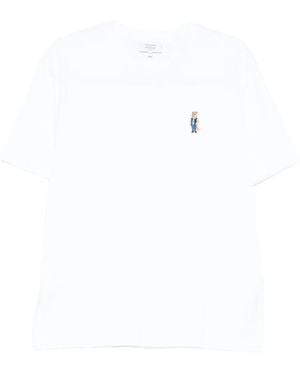 Maison Kitsuné T-Shirt En Coton À Logo Brodé - Blanc