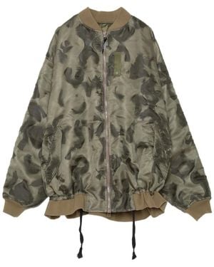 Yoshio Kubo Feather-Print Bomber Jacket - Green