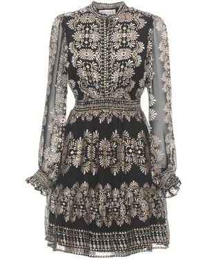 Hale Bob Jaycee Buttoned Patterned Mini Dress - Grey