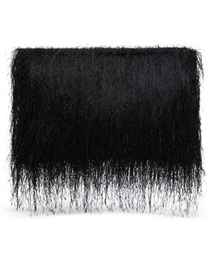 Loulou de Saison Evano Fringed Rectangular Clutch Bag - Black