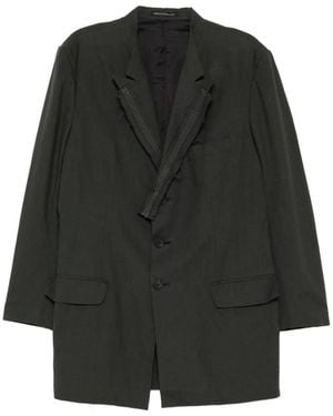 Y's for men Broad Embroidered Long Jacket - Black