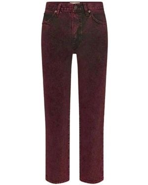 FRAME The Hang Acid-Wash Jeans - Red