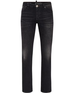 Philipp Plein Gerade Jeans Mit Patch-Detail - Blau