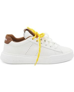 Miu Miu Chunky Leather Trainers - Metallic