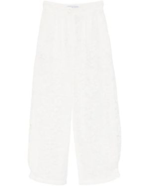 ROWEN ROSE Floral-Print High-Waist Pants - White