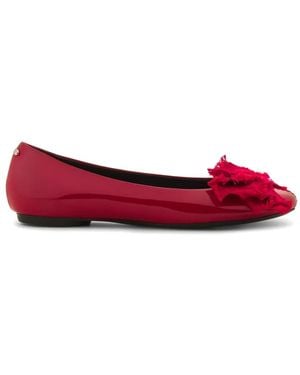 Lanvin Bow-Detail Patent Leather Ballet Flats - Red