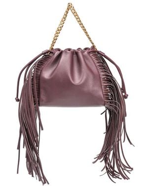 Pinko Fringed Leather Tote Bag - Purple