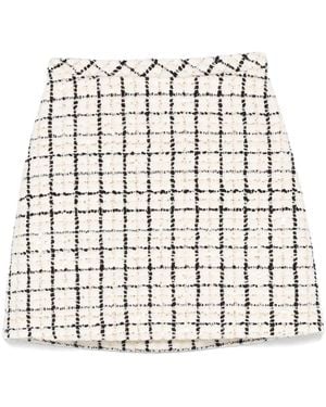 Valentino Garavani Macro Check Tweed Mini Skirt in Black | Lyst