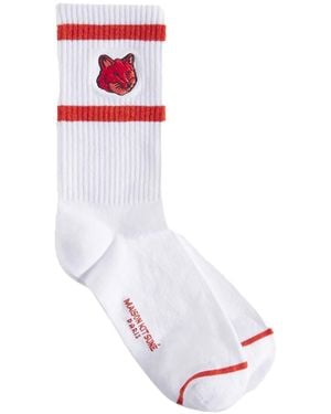 Maison Kitsuné Fox Head Socks - White