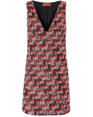 Missoni Abito Corto Con Motivo A Zigzag - Rosso