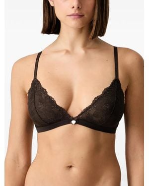 Twinset Lace-Trim Triangle Bra - Black
