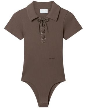 Axel Arigato Lace-Up Ribbed Bodysuit - Brown