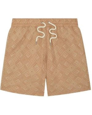 Frescobol Carioca Santos Angra Madeira-Print Swim Shorts - Natural